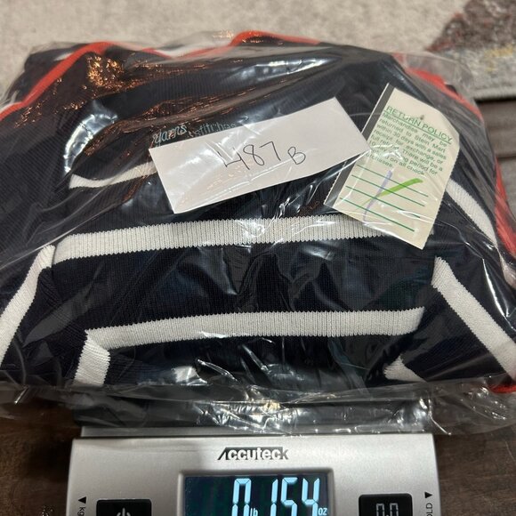 Yarns & Stitches Small Striped Red Trim Button Front Cardigan Nautical Preppy NW - Picture 11 of 11